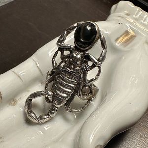 Mercury Hour (Reposeux) Scorpion ring with black star diopsode. Size 8.25